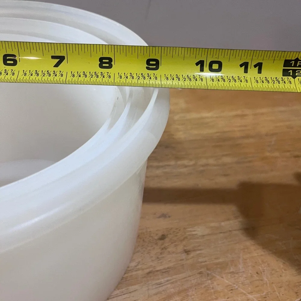 Vtg Tupperware Servalier Nesting Canister‎ Set Sheer White MCM 3 Piece Retro